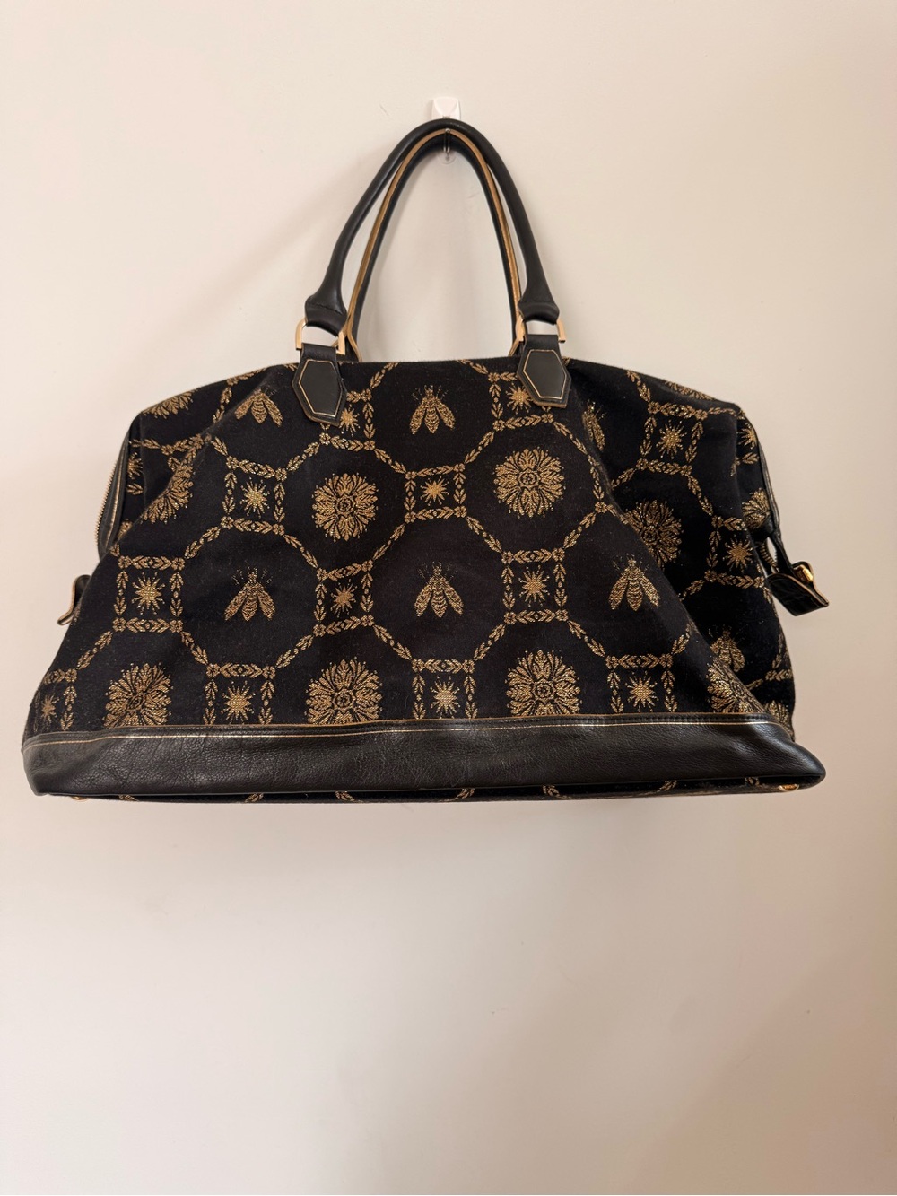 Black and Gold Weekend Bag- Longchamp Duffel - Picture 2 of 6